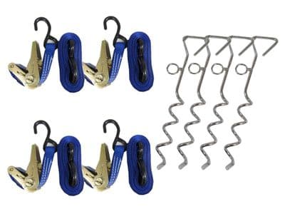 Awning Storm Strap Kit (Tie Down Universal Tent Ratchet Straps Marquee Stakes)