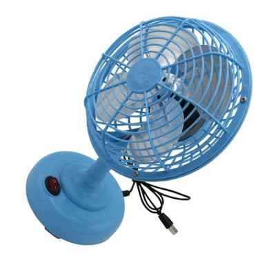 Mini USB Desk Fan Blue or Pink (Small Desktop Rotation Portable Cooling)