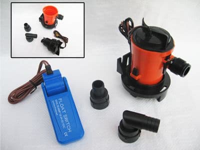 Bilge Pump with Float Switch & Fixing Bracket - 12V 600GPH Auto Marine Electric Portable Cartridge