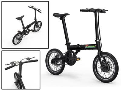 Black Folding Electric Bike 36V 250W - Rechargeable Road eBike Bicycle Powerbike