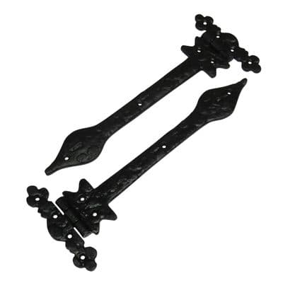Black Rustic Decorative Tee Hinges X2 6