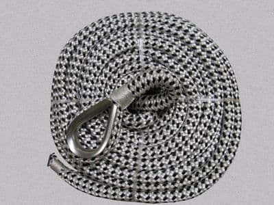 Boat Anchor Line Rope (12MM 35M Double Braided Spliced Bungee with Thimble)