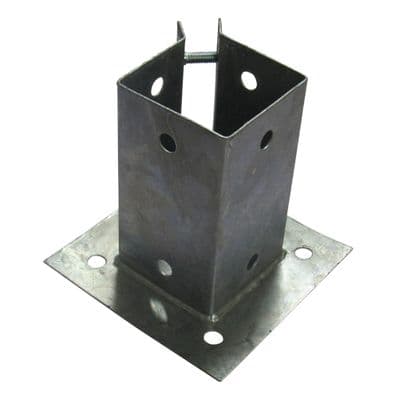 Bolt Down Fence Post Support 75MM & 100MM Bolt Grip (Galvanised Fencing Base Shoe Foot)