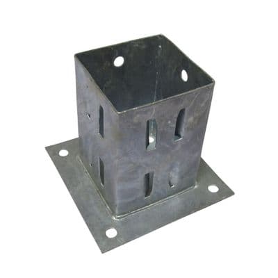 Bolt Down Fence Post Supports 75MM & 100MM Wedge Grip (Galvanised Fencing Base Shoe Foot)