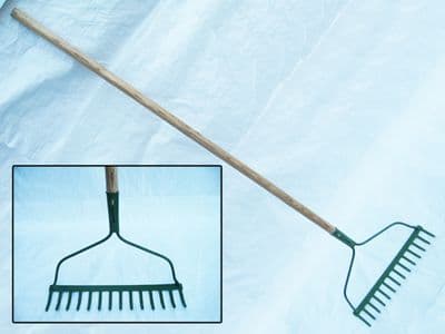 Bow Rake With Wooden Handle - Garden / Leaves / Lawn / Soil