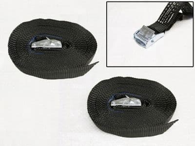 Cambuckle Tie Down Straps Black 25MM 250KG 3.7M x2  (Lashing Strap Secure Hold Cam)