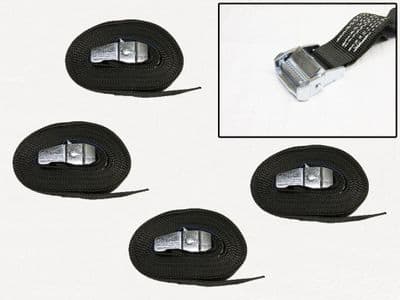 Cambuckle Tie Down Straps Black 35MM 700KG 3.7M x4 (Lashing Strap Secure Hold Cam)