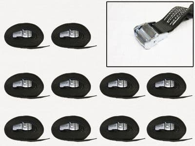 Cambuckle Tie Down Straps Black 35MM 700KG 5M x10 (Lashing Strap Secure Hold Cam)
