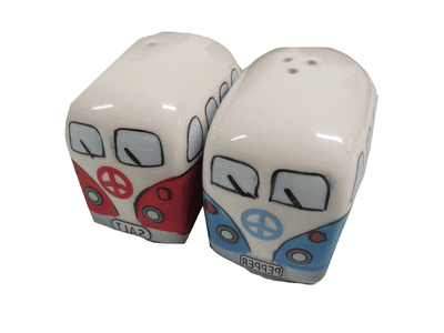Campervan Salt and Pepper Ceramic Shakers Set - RV Motorhome Kitchen Dispenser