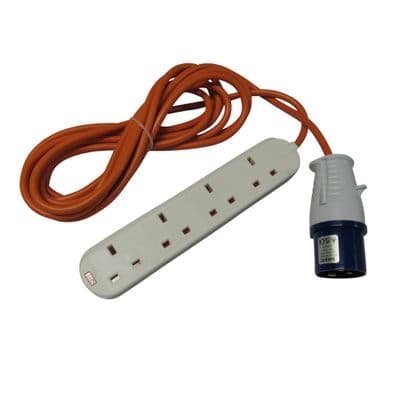 Camping 4 Way Extension Lead 5M - 15M (Electric Hook Up Cable Caravan Campsite)