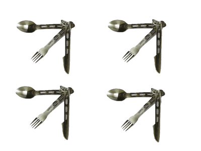 Camping Cutlery Set x4 (3 Piece Knife Fork Spoon Folding Stainless Steel Food Lightweight Festival)