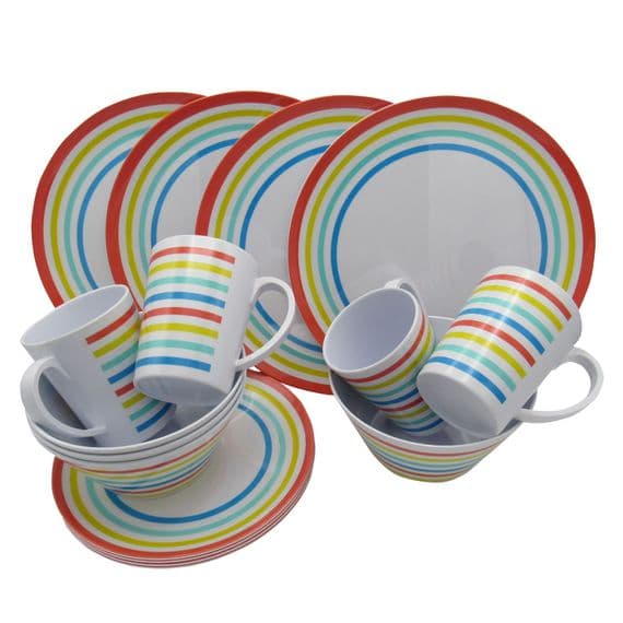 16pc Dinner Set Bowl Plate Mug Melamine | SecureFix Direct