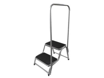 Caravan Double Step Stool With Handrail (Twin Non Slip Platform Lightweight)