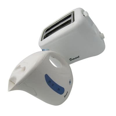 Caravan Kettle And Toaster Set (Low Wattage Kitchen Camping Motorhome Campervan White)