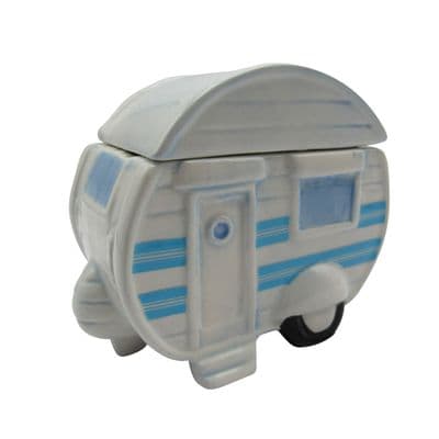 Caravan Trinket Box With Lid (Ceramic Pot Small Decorative Jewellery Case)