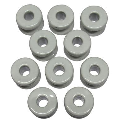Electric Fence Porcelain Insulator Donuts X10 (Electrified Fencing Corner Insulating Ring)