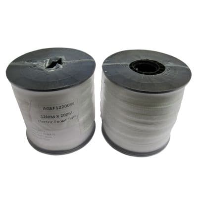 Electric Fence Tape Poly Fencing 12MM x 200M X2 (Electrified Polytape Horse Paddock White)