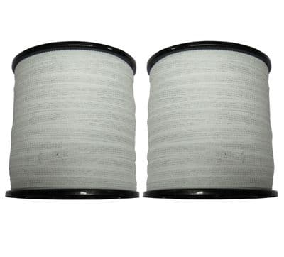 Electric Fence Tape Poly Fencing 40MM x 200M X2 (Electrified Polytape Horse Paddock White)