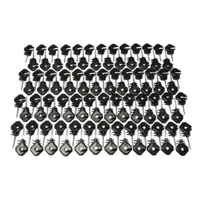 Electric Fencing Diamond Ring Insulators for Wooden Posts x100 (Screw In Poly Fence Tape Rope)