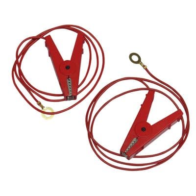 Electric Fencing Energiser Power Leads X2 (Electrified Fencing Connector Cable Crocodile Clips)