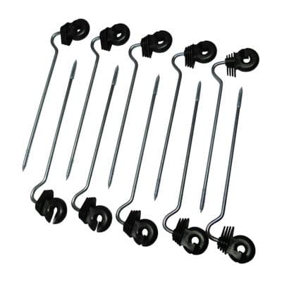 Electric Fencing Offset Ring Insulators for Wooden Posts X10 (Screw In Poly Fence Tape Rope)