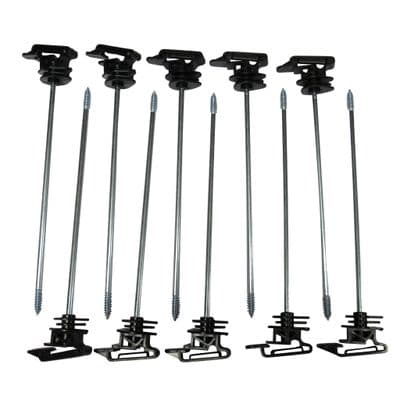 Electric Fencing Ribbon Insulators for Wooden Posts X10 (270MM Long Arm Screw In Fence Tape Rope)