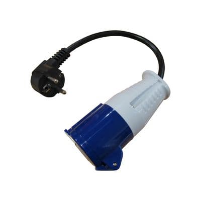 Euro 2 Pin Short Adapter to CEE Female Socket Coupler - Caravan Camp