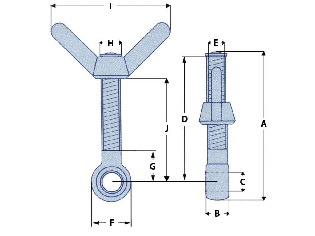S/S Eye Bolt & Wing Nut 20MM x 200MM SecureFix Direct