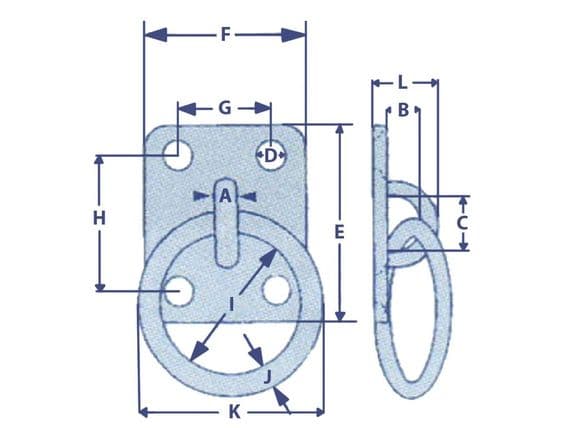 Eye Plate With Ring Binnacle 4 Hole Galvanised Heavy Duty Marine