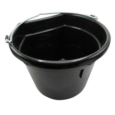 Flat Sided Water Bucket 20L (Horse Feed Equestrian Handle Stable Equine Plastic Hanging)