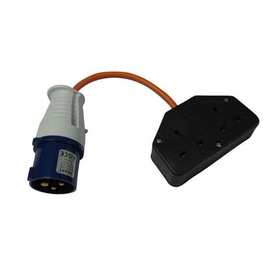 CEE 16A Plug to Double UK 13AMP Adapter | SecureFix Direct
