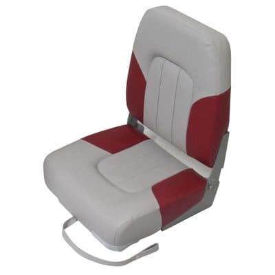 Folding High Back Boat Seat  (Red Grey Fishing Yacht Upholstery Replacement)