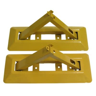 Folding Parking Barrier Lockable Triangle x2 (Post Driveway Steel Drop Down)