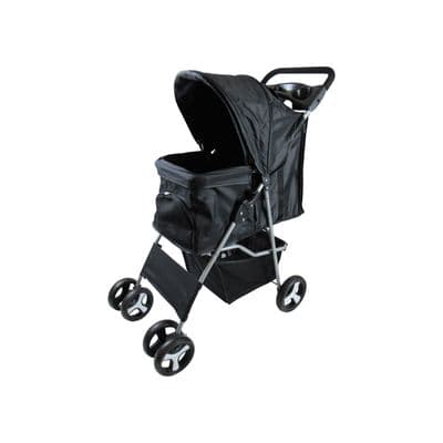 Folding Pet Stroller Pram with Cupholders (4 Wheel Dog Pushchair Travel Buggy)
