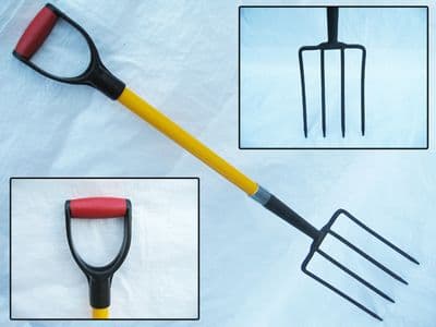 Fork With Fibreglass Handle - 4 Prong Gardening Digging Tool Soil Grass Lawn