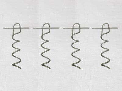 Galvanised Corkscrew Ground Anchor Spikes X4 (Screw Picket Heavy Duty Stake Tent Tie Camping)