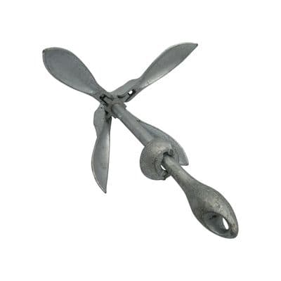 Galvanised Folding Grapnel Anchor 15KG (Four 4 Prong HDG River Boat Secure)