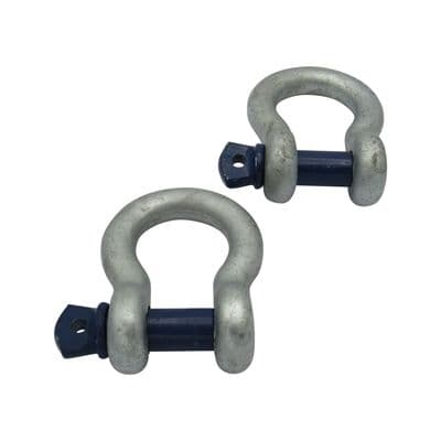 Galvanised Lifting Bow Shackle Screw Pin 1 Ton X2 (1T Towing Rigging 1000KG)