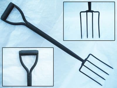Gardening Fork With Steel Shaft - ( 4 ) Four Prong Digging Tool Soil Grass