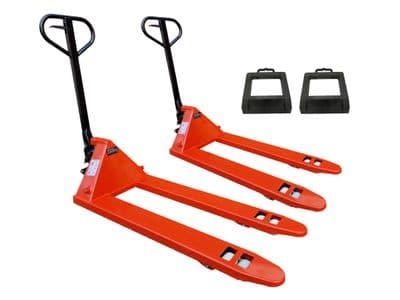 Hand Pump Pallet Truck & Wheel Chock 2 Ton X2 (Fully Assembled Heavy Duty Jack Manual Trolley 2T)