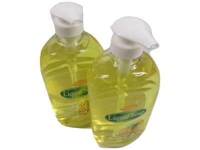 Hand Soap Dispenser Bottle Lemon Scent 500ml (Liquid Wash Pump) x2