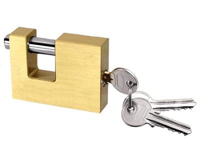 Heavy Duty Brass Shutter Padlock 50MM (Security Rectangular Hardened Shackle Shed)