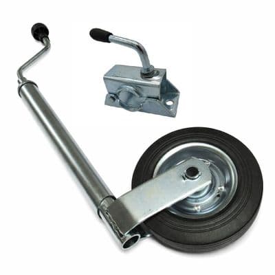 Heavy Duty Caravan Jockey Wheel 42MM with Clamp (Trailer Metal Rim Wind Up Handle Zinc Plated)