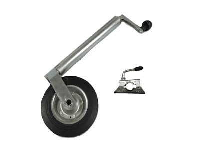Heavy Duty Caravan Jockey Wheel & Clamp 42MM (Trailer Metal Rim Wind Up Handle)