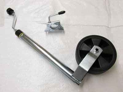 Heavy Duty Caravan Jockey Wheel & Clamp 48MM (Nose Weight Gauge Trailer Plastic Rim Wind Up Handle)