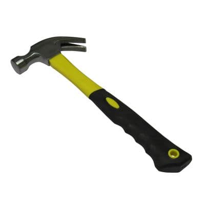 Heavy Duty Fibreglass Claw Hammer 16oz (Nail Remover Carpenter Tool Non Slip DIY)