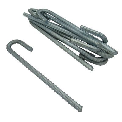 Heavy Duty Galvanised Ground Stakes 10MM - 16MM (Pack of 4 -40 Rebar Tent Pegs J Hook Anchor)