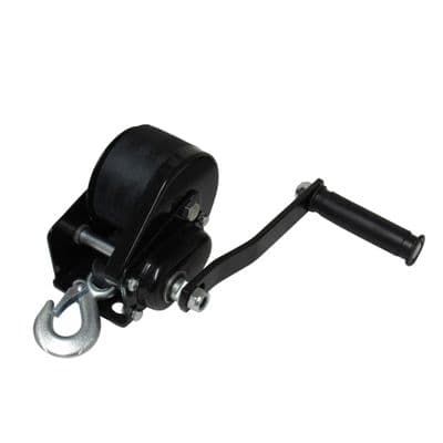 Heavy Duty Manual Hand Winch Webbing Strap Hook 800LB - 2600LB (Boat Trailer Hoist Marine Black)