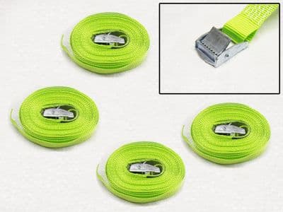 Hi Vis Cambuckle Tie Down Straps 25MM 450KG 5 Metre x4 (Lashing Strap Secure Hold)