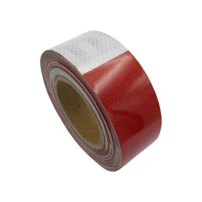 Hi Viz Reflective Tape Red & White (25M X 50MM Sticky Adhesive High Vis Warning)